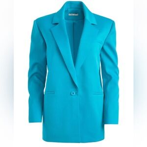 Alice + Olivia Strong Shoulder Blue Blazer